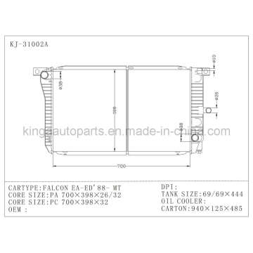 Radiateur de voiture en aluminium pour Ford Falcon Ea-Ed ′ 88 Mt